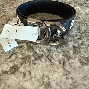Black Leather Dolce & Gabbana Belt with Silver Buckle